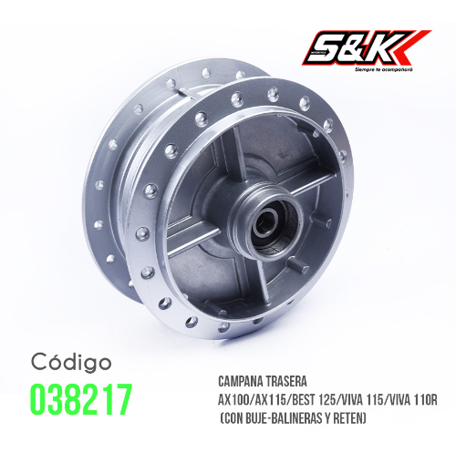 CAMPANA TRASERA VIVA 115 VIVAX 115/ BEST125 COMPLETA VITRIX