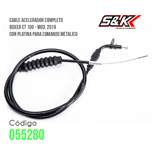 CABLE ACELERADOR BOXER CT 2019 CON PLATINA PARA COMANDO METALICO  S&K
