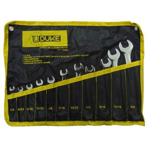 LLAVE MIXTA JUEGO X 11 PCS (1/4-3/4) CR/V UDUKE