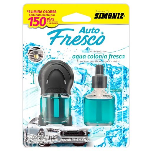 AMBIENTADOR NEW AIR TECH AQUA COLONIA FRESCA AUTO FRESCO 10ML SIMONIZ