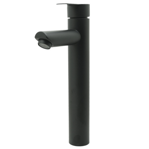 LLAVE LAVAMANOS MONOCONTROL ACERO INOXIDABLE REDONDA NEGRA ALTA 30CM UDUKE