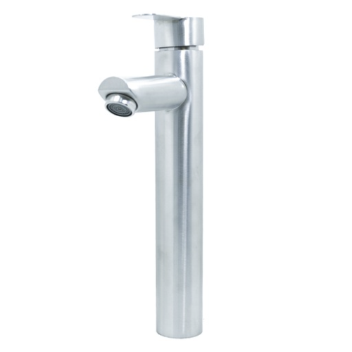 LLAVE LAVAMANOS MONOCONTROL ACERO INOXIDABLE REDONDA SATINADA ALTA 30 CM