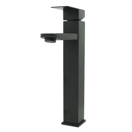 LLAVE LAVAMANOS MONOCONTROL ACERO INOXIDABLE CUADRADA NEGRA ALTA 30CM