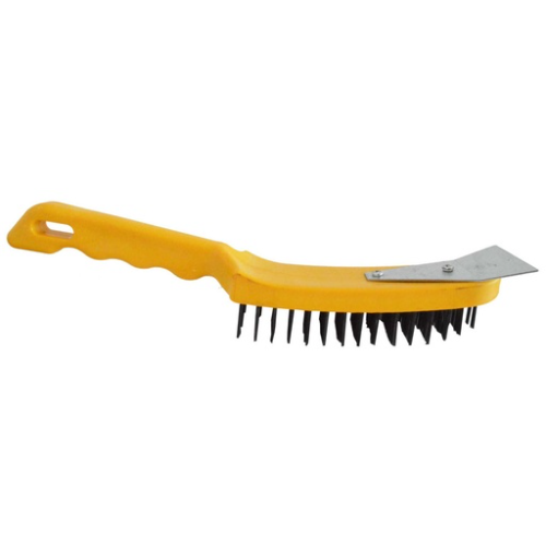 CEPILLO ACERO CON ESPATULA M/PASTA AMARILLO HT 6 LINEAS