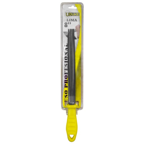 LIMA MEDIA CAÑA 8" CON MANGO AMARILLO EN BLISTER