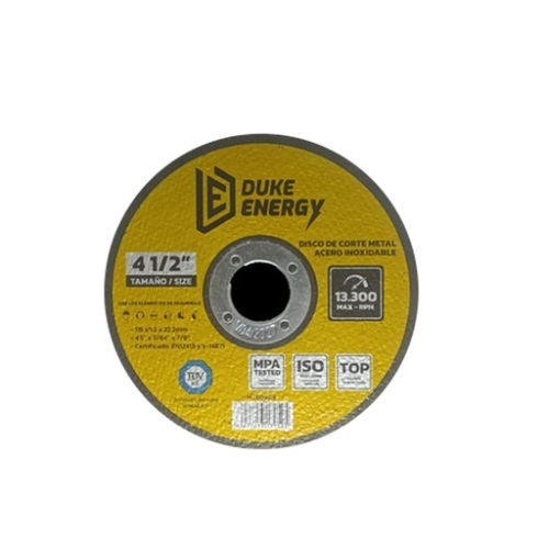 DISCO 4 1/2 CORTE METAL ACERO INOX 2 EN 1 DUKE ENERGY TECNOLOGIA ALEMANA (HT80409)