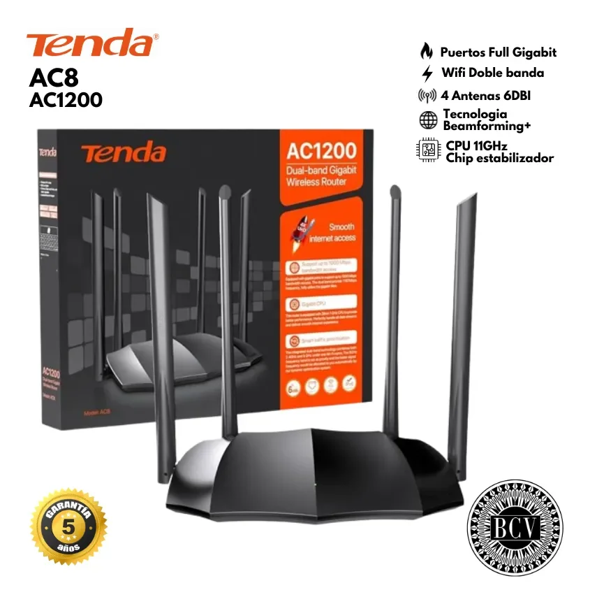 Router Tenda AC8 AC1200 Doble Banda
