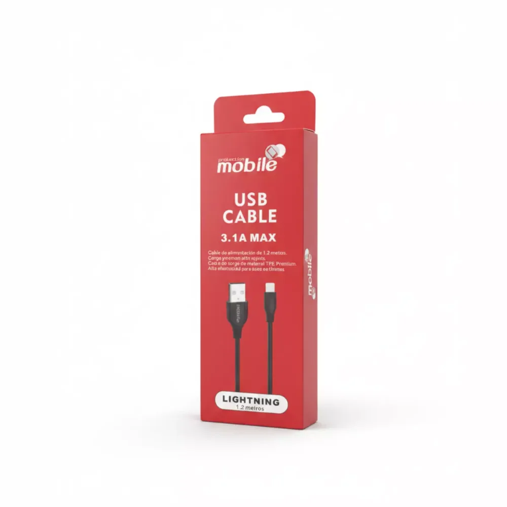 Cable de Datos USB a IPhone 18w 1.2mt  Negro