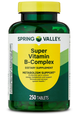 SUPER VITAMINA B COMPLEX DE 250 TABLETAS SPRING VALLEY