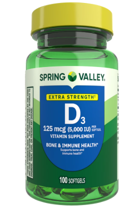 VITAMINA D3 5,000MG DE 100 CAP SPRING VALLEY