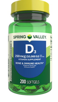 VITAMINA D3 10,000MG DE 200CAP SPRING VALLEY