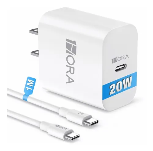 Cargador de carga rapida GaN 20W y cable tipo C 1ora