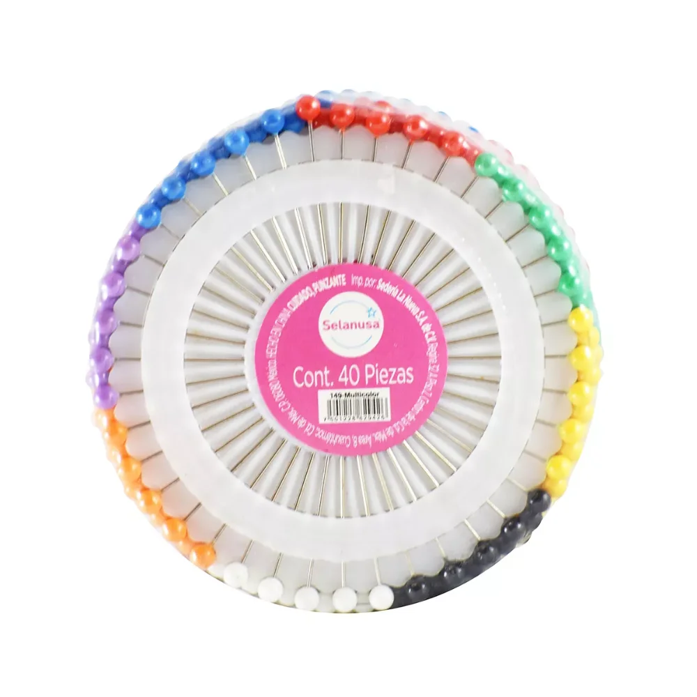 Alfiler circulo con cabeza de plastico de colores  selanusa