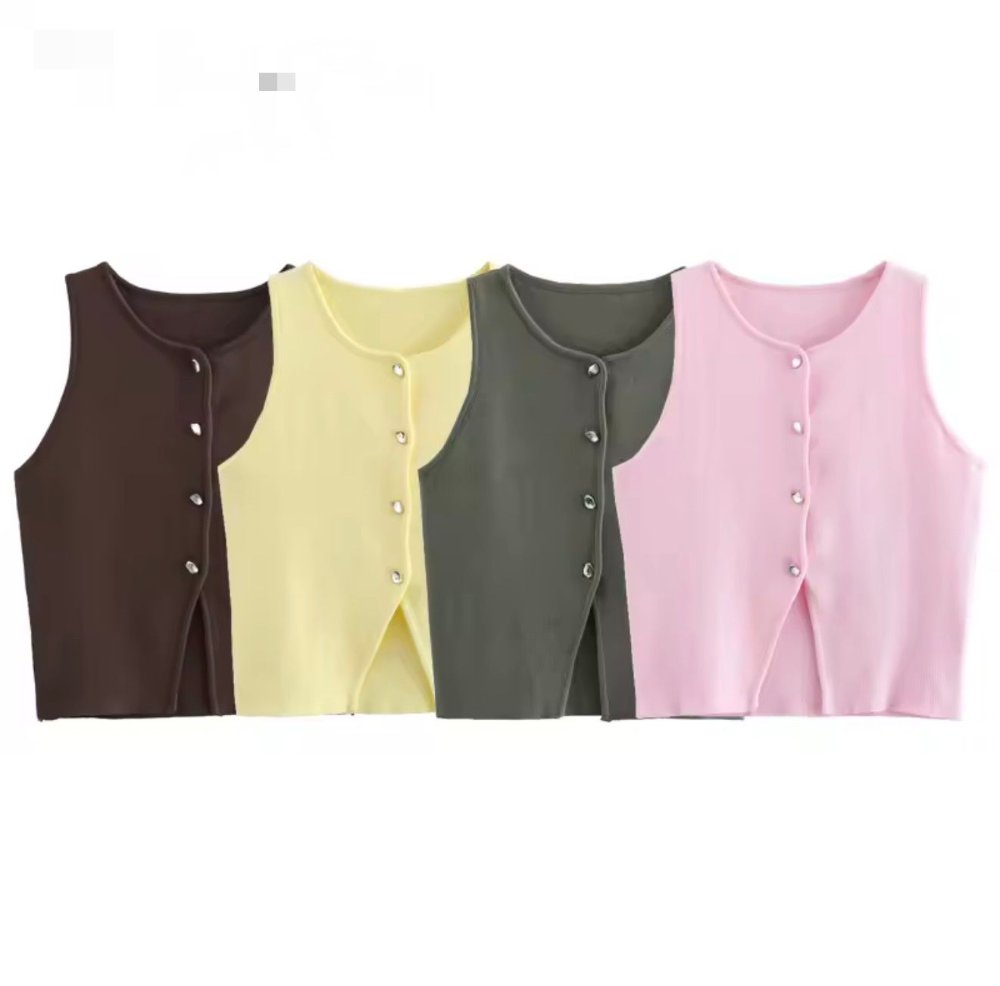 Camisa estilo vest algodon botones plateados 6 colores