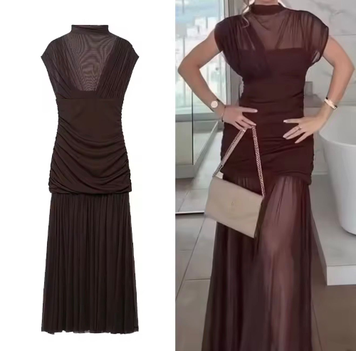 Vestido maxi detalle de transparencias 3 colores SML