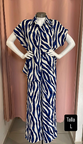 Set de top y pantaloneta estampado de zebra azul talla L