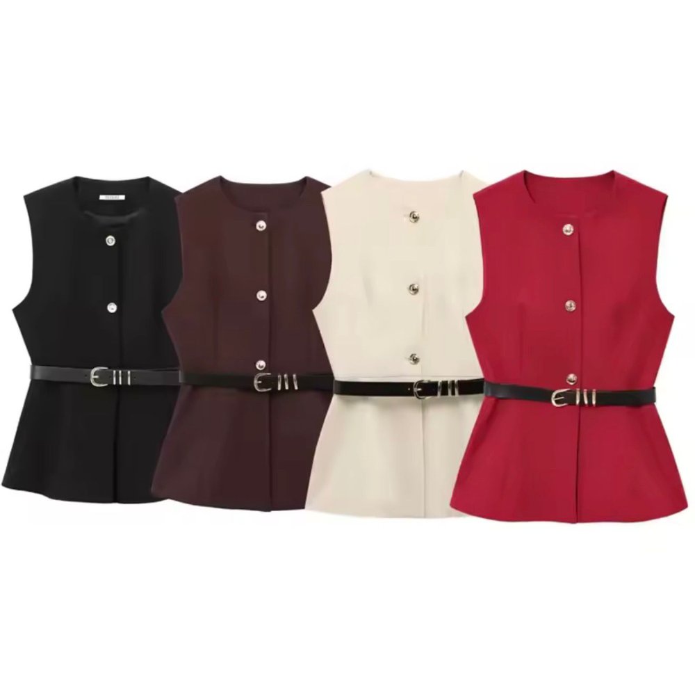 Blazer sin mangas detalle de faja 4 colores