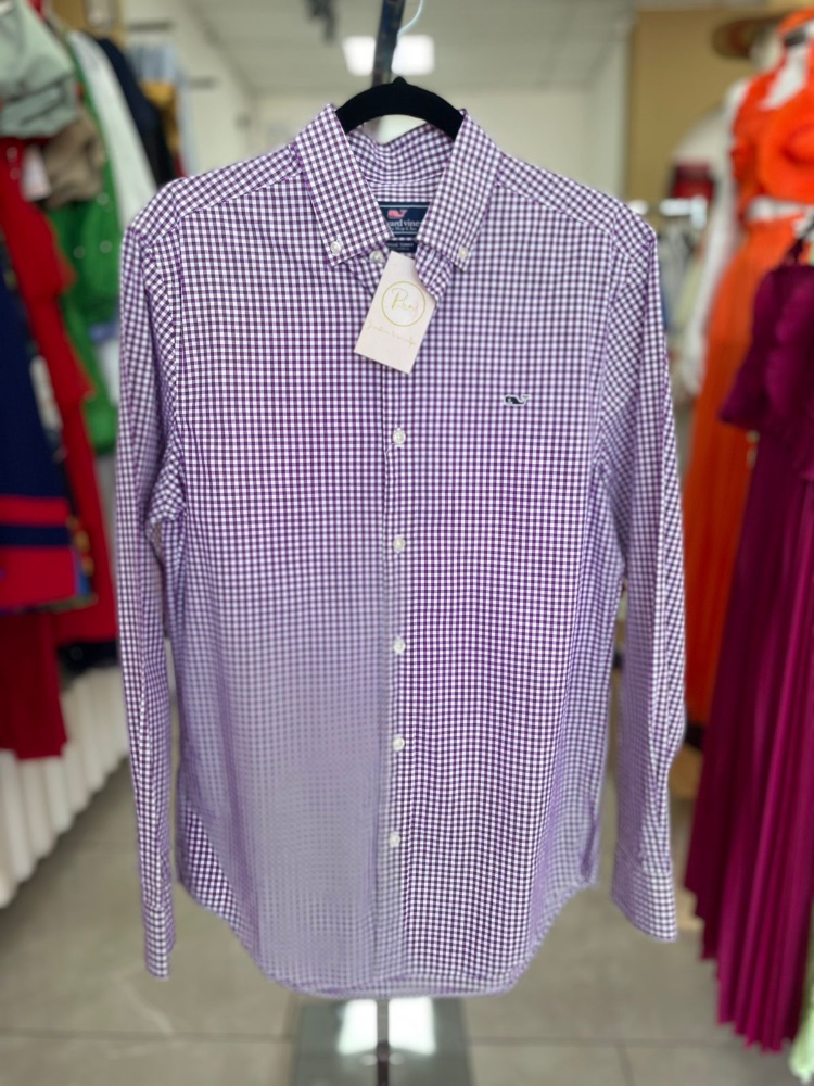 Camisa manga larga botones morada cuadricula grande VINEYARD VINES Talla S