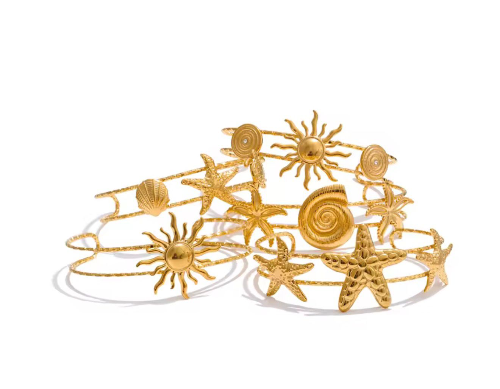 Pulsera e 2 tiras metal con figuras de mar variedad