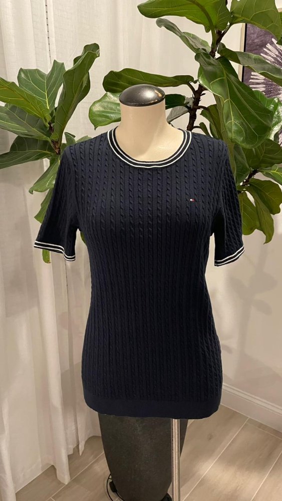 Blusa TOMMY H azul marino tela sweatter TML