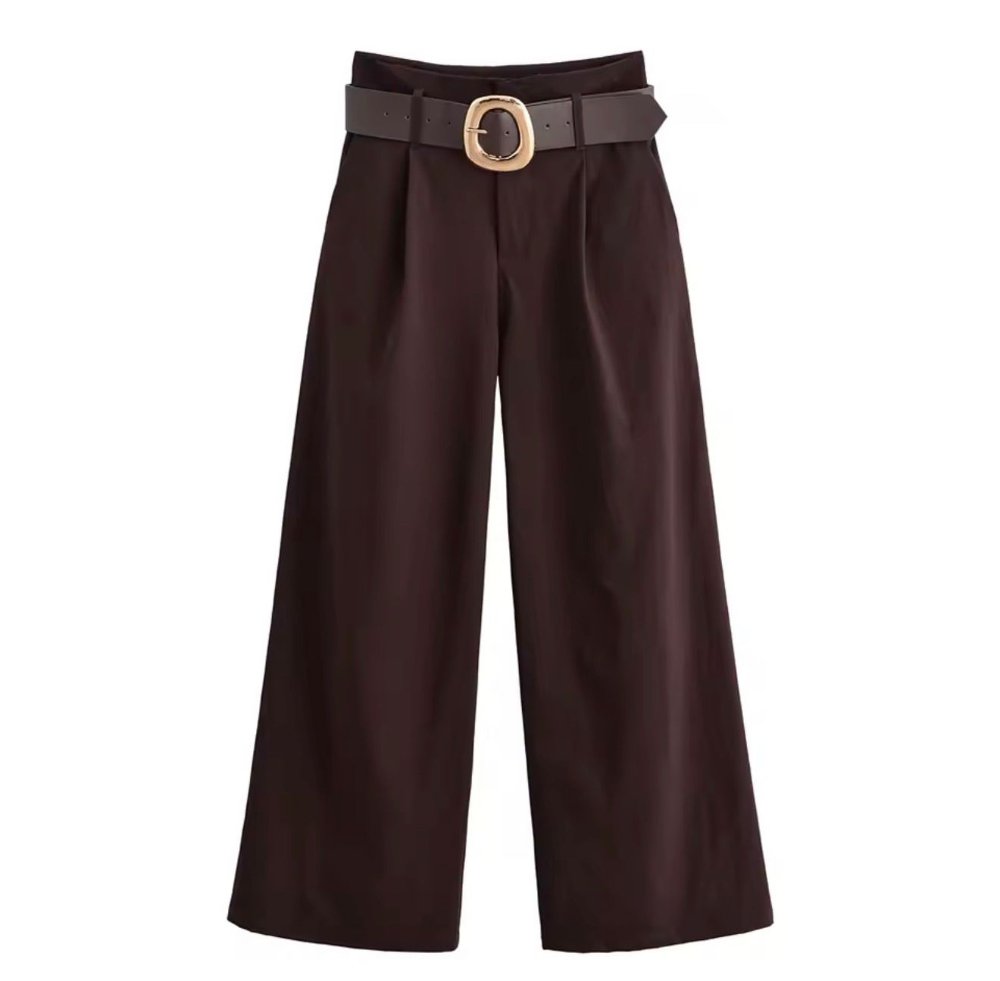 Pantalon pierna ancha cafe detalle de faja