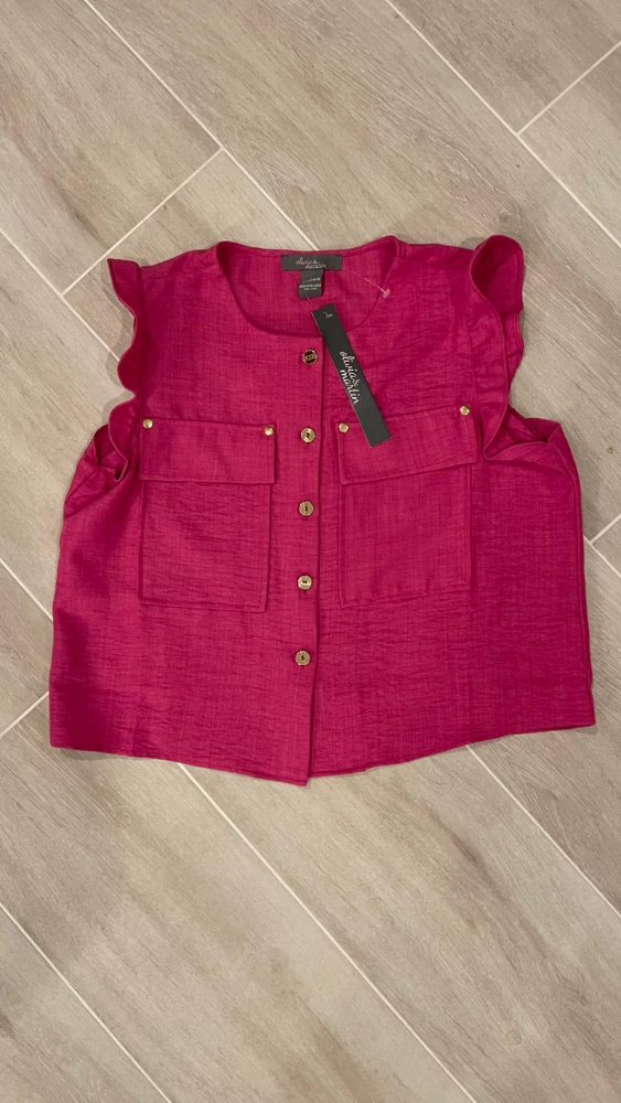 Blusa fucsia manga corta botones dorados OLIVIA & MARTIN TL