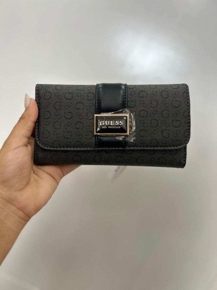 Monedero negro print GUESS