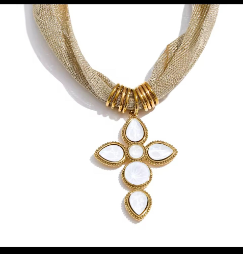 Collar lienzo de tela cruz blanca