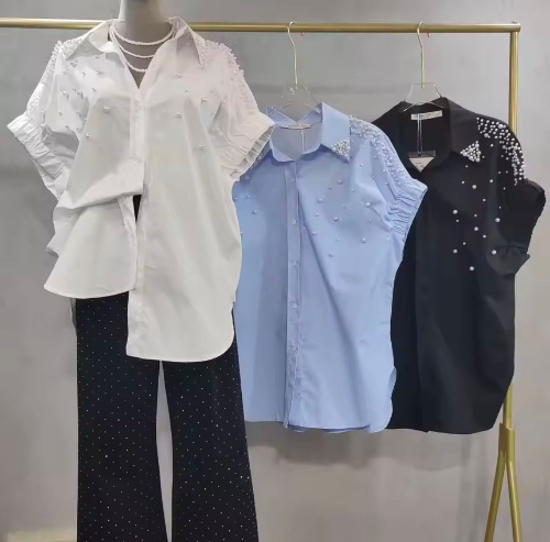 Blusa larga 3 colores detalle de perlas One Size