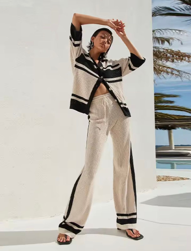 Set de top y pantalon de crochet 2 colores SML