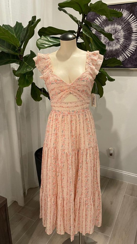 Vestido maxi de tirantes floreado rosado TRIXXI TM