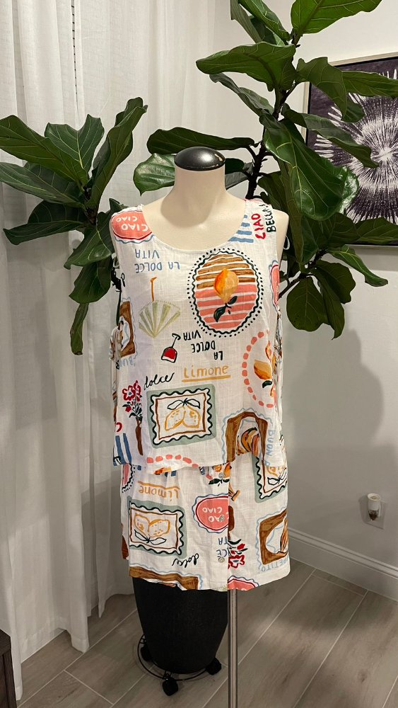 Conjunto 2 piezas camisa sin mangas y faldashort estampado la dolce vita PAPER HEART TL