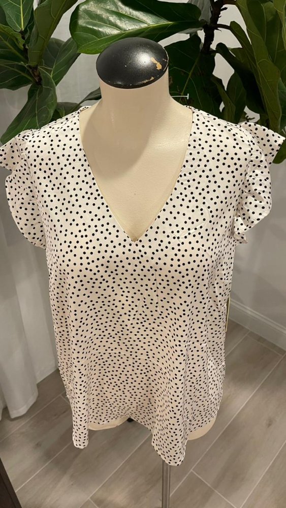 Blusa manga corta POLKA DOT blanca FLOWER & FEATHER TMLXL