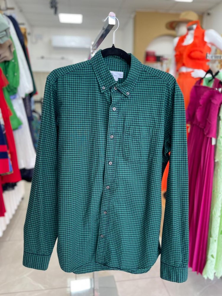 Camisa manga larga cuadriculada verde y azul oscuro OLD NAVY TM