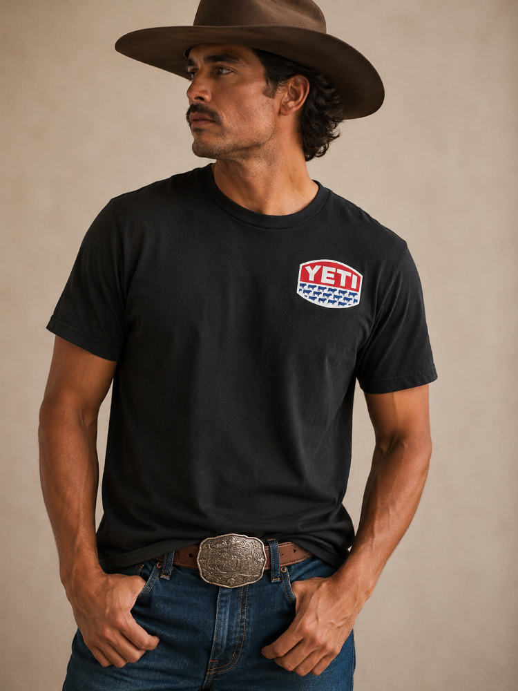 Camiseta Yeti negra cowboy
