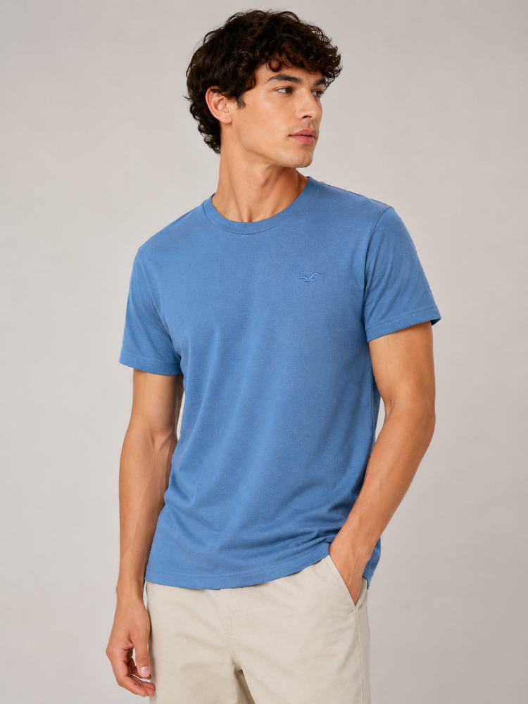 Camiseta Básica Hollister medium  light blue