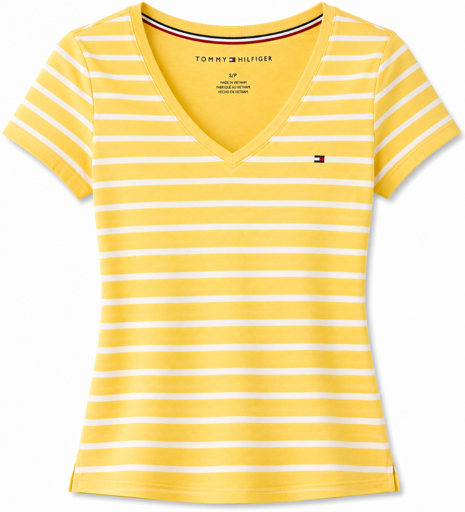 Camiseta para mujer Tommy Hilfiger amarilla a rayas