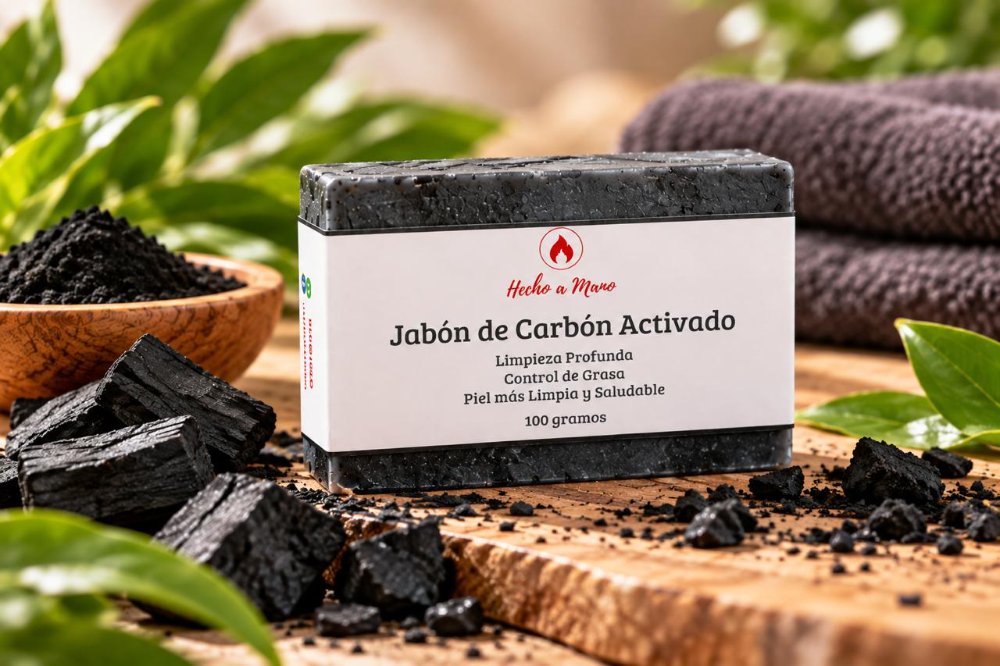 Jabón Artesanal de Carbón Activado y Arcilla Blanca