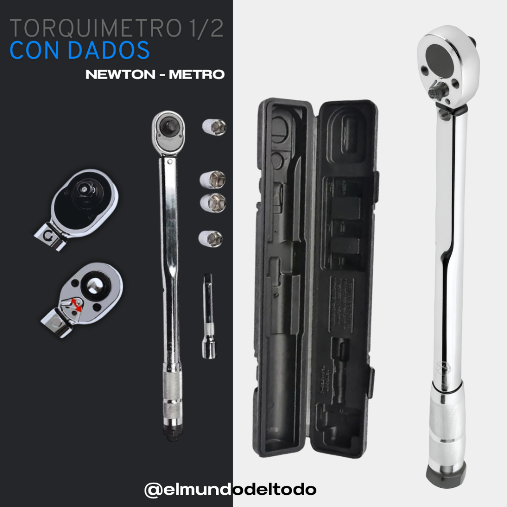 Torquímetro de 1/2 con accesorios