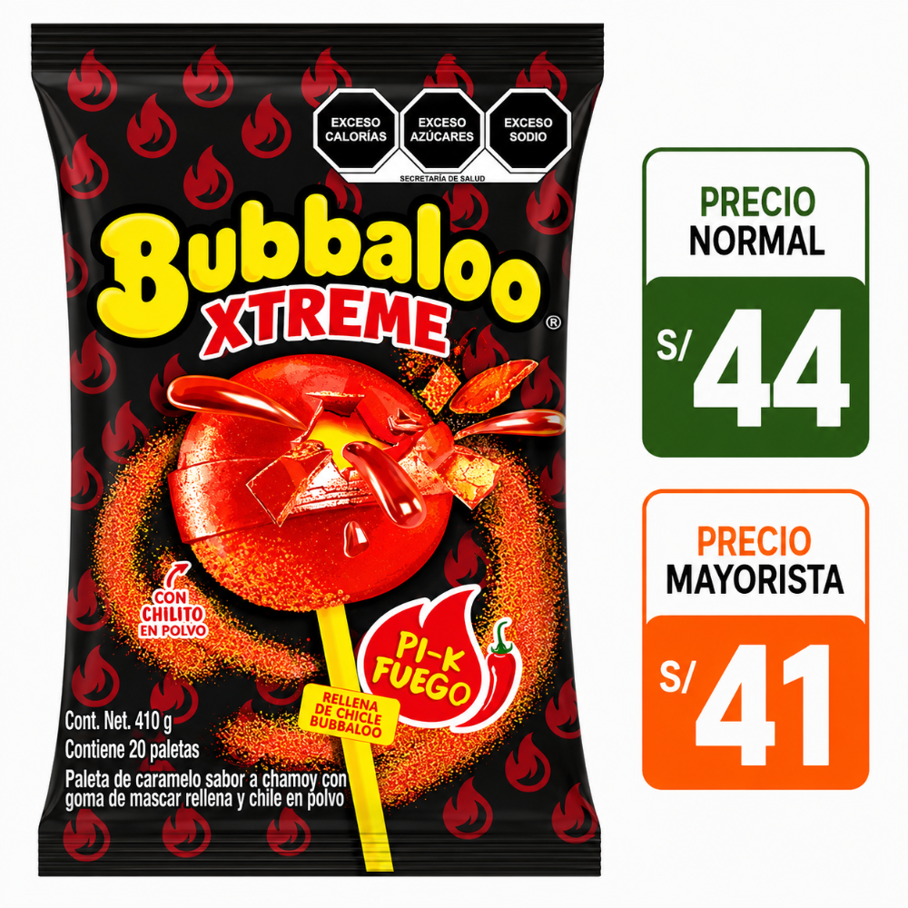 Bubbaloo Xtreme 20 paletas de 410grs