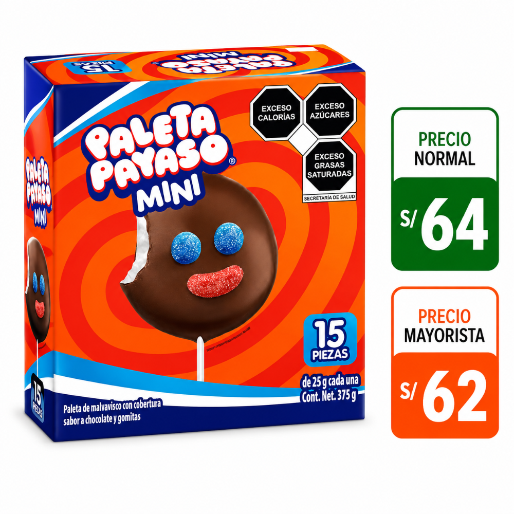 A092 mini paleta payaso 15 pzs
