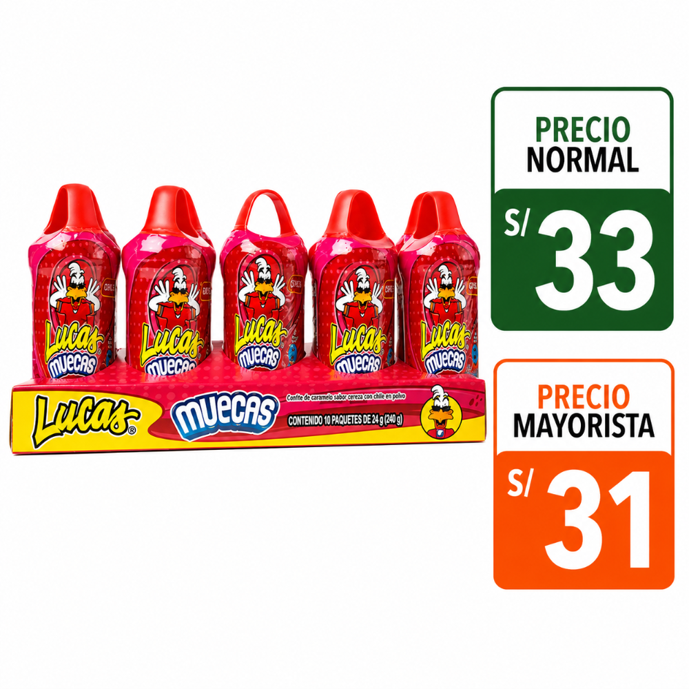 A163 Lucas muecas cereza 10 pzs