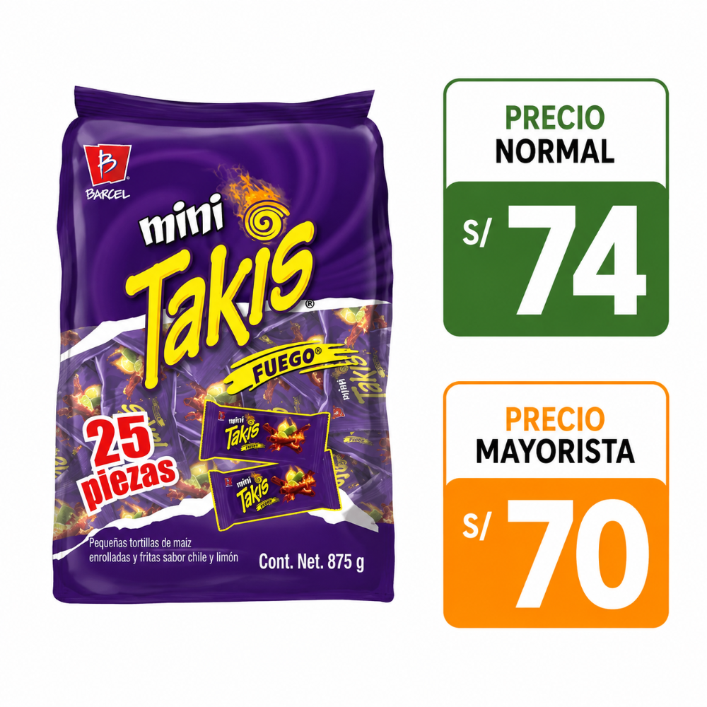 A108 Takis fuego mini 25 pzs 35g c/u