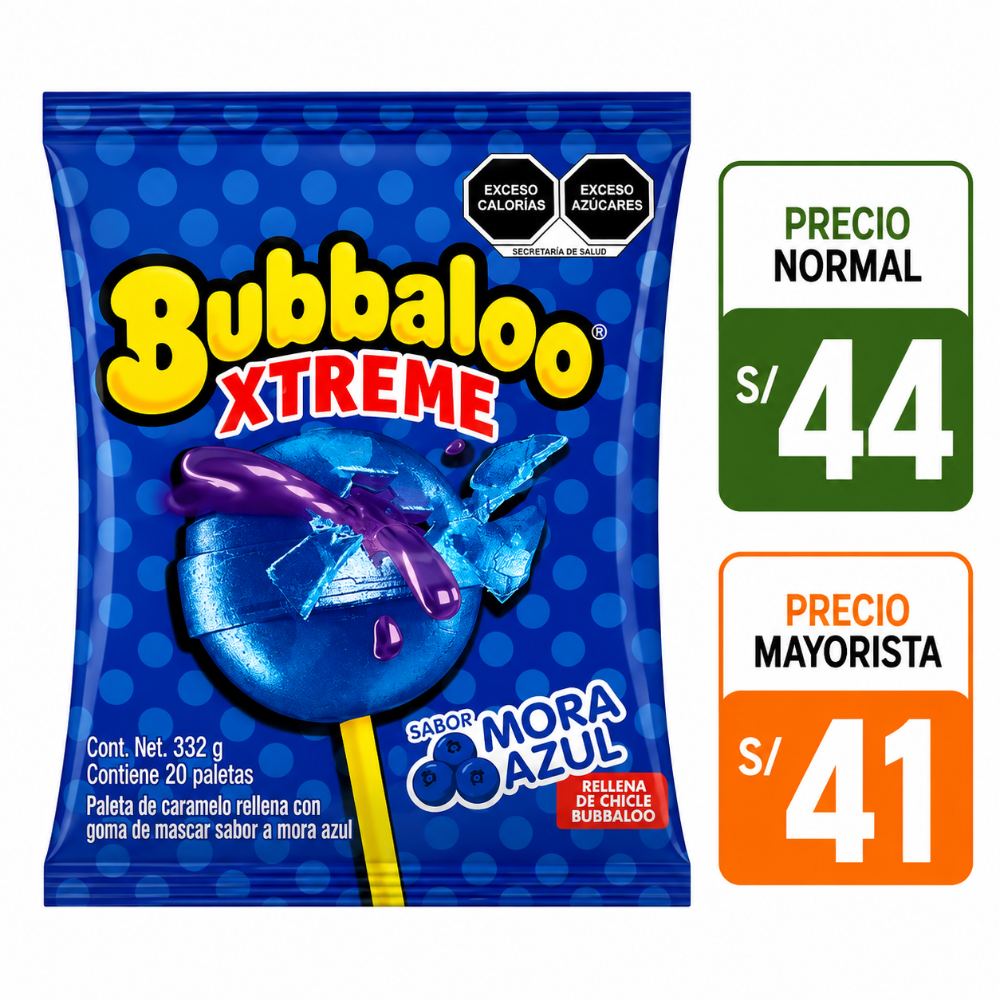 A052 Bubbaloo Xtreme mora azul 20 paletas