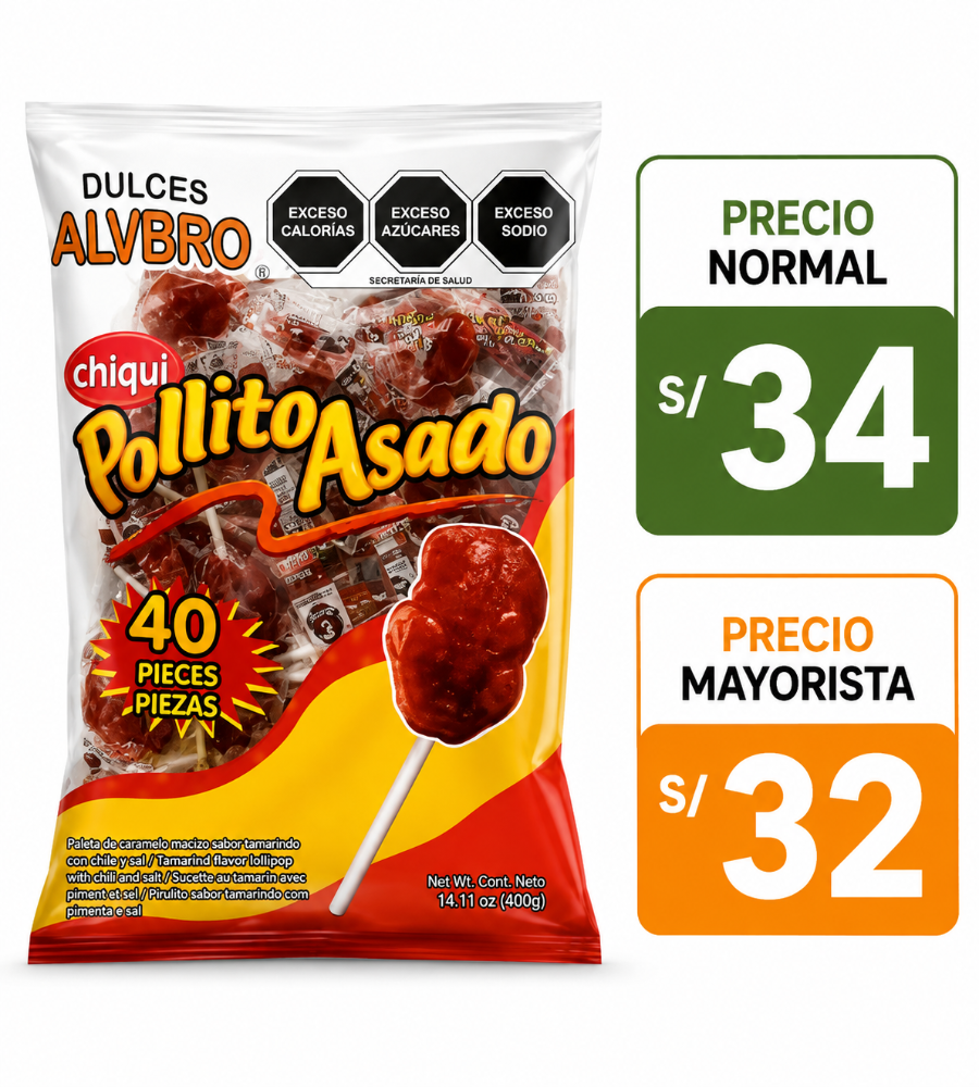 A200 Paletas Pollito asado 40pzas
