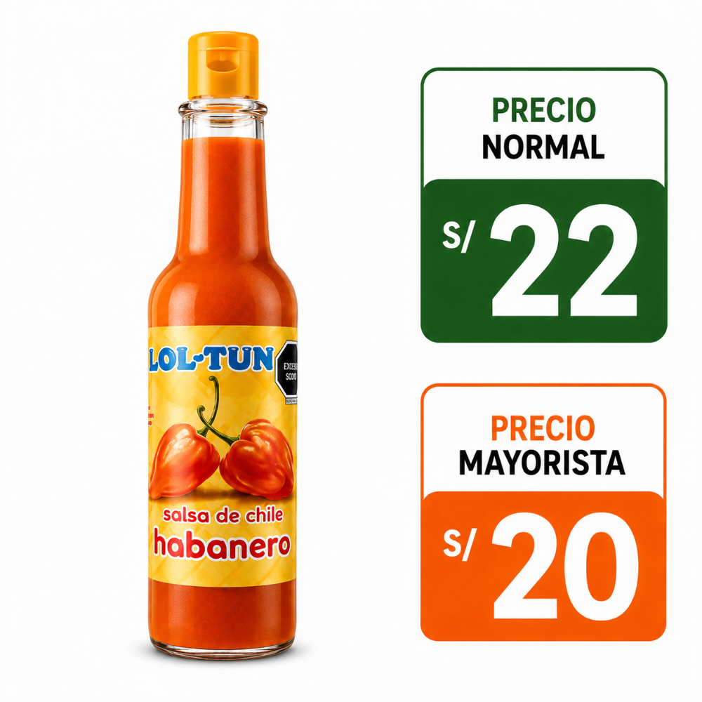 A016 Lol Tun salsa de chile habanero rojo 150g