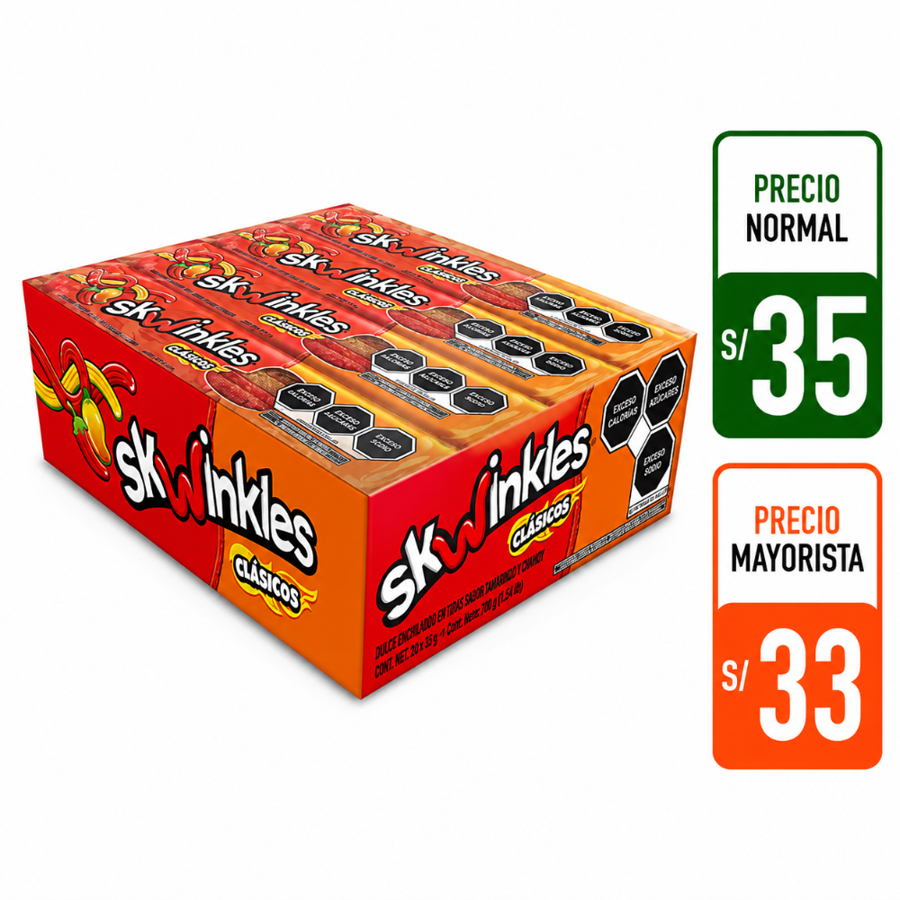 Skwinkles clásicos sabor mango - chamoy 12 pzs