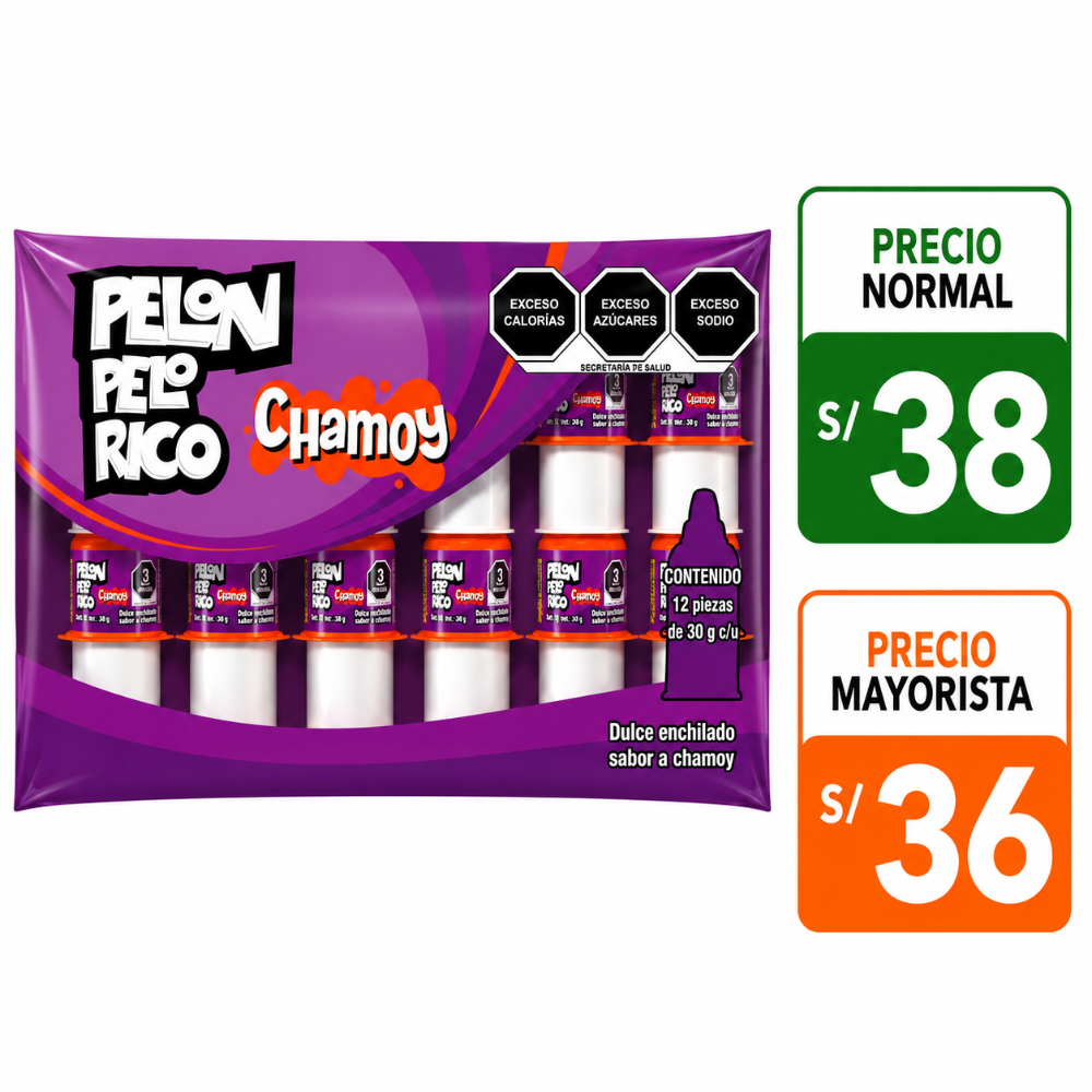 A049 Pelon pelo rico chamoy 12 pzs de 30g c/u