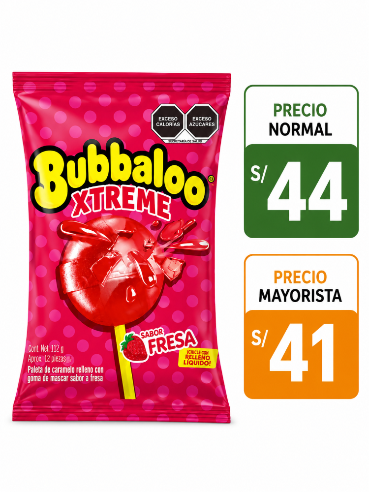 A201 Bubbaloo xtreme 20pzs sabor fresa