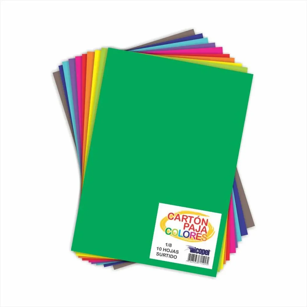 carton paja de colores variados octavo